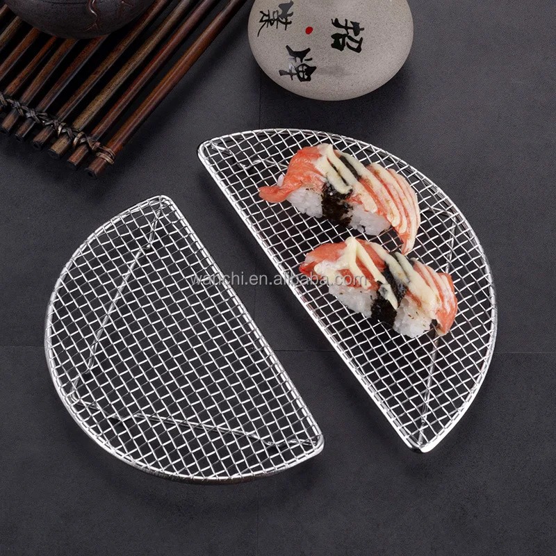 304/316 Stainless Steel Tempura Sushi Fried Pork Cutlet Mesh Semi-circular Japanese Barbecue Mesh
