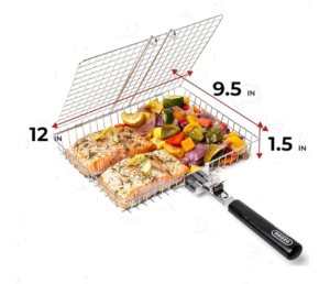 Premium Stainless Steel Folding BBQ Grill Basket |/Adjustable Grilling Basket/ Barbecue Clip Net